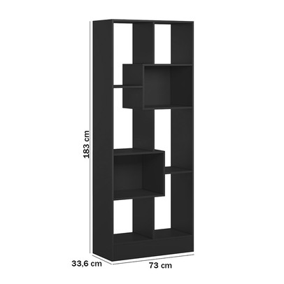 Estante para Livros 8 Prateleiras Preto - Qmovi
