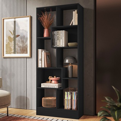 Estante para Livros 8 Prateleiras Preto - Qmovi