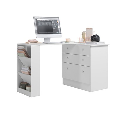 Cômoda 3 Gavetas com Mesa Giratória Branco - Qmovi