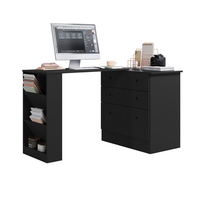 Cômoda 3 Gavetas com Mesa Giratória Preto - Qmovi