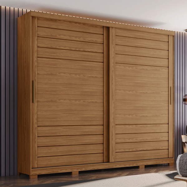 Guarda-Roupa Casal Cayman 2 Portas 6 Gavetas 100% Mdf Ripado Nature - Henn