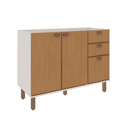 Balcão de Cozinha para Pia 120 Cm Atria 2 Portas 3 Gavetas Branco Fosco/Teka Soho - Genialflex