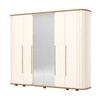 Guarda-Roupa Casal Premium 6 Portas 6 Gavetas Ripado com Espelho Off White/Nature - Henn