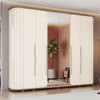 Guarda-Roupa Casal Premium 6 Portas 6 Gavetas Ripado com Espelho Off White/Nature - Henn