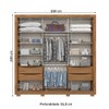 Guarda-Roupa Casal Vasti 2 Portas 4 Gavetas Ripado com Espelho Nature/Off White - Henn