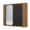 Guarda-Roupa Casal Mozzate 2 Portas 6 Gavetas Ripado com Espelho Flex Nature/Off White/Preto Hp - Henn