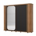 Guarda-Roupa Casal Mozzate 2 Portas 6 Gavetas Ripado com Espelho Flex Nature/Off White/Preto Hp - Henn