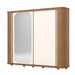 Guarda-Roupa Casal Mozzate 2 Portas 6 Gavetas Ripado com Espelho Flex Nature/Off White/Preto Hp - Henn