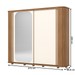 Guarda-Roupa Casal Mozzate 2 Portas 6 Gavetas Ripado com Espelho Flex Nature/Off White/Preto Hp - Henn