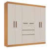 Guarda-Roupa Solteiro Berna 6 Portas 3 Gavetas Freijó/Off White Laca - Genialflex