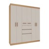 Guarda-Roupa Solteiro Berna 6 Portas 3 Gavetas Freijó/Off White Laca - Genialflex