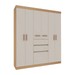 Guarda-Roupa Solteiro Berna 6 Portas 3 Gavetas Freijó/Off White Laca - Genialflex