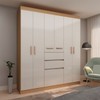 Guarda-Roupa Solteiro Berna 6 Portas 3 Gavetas Freijó/Off White Laca - Genialflex
