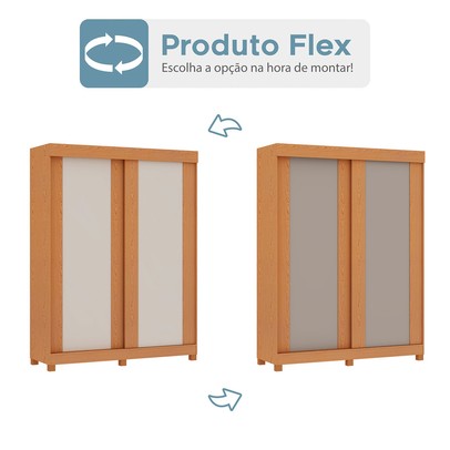 Guarda-Roupa Solteiro Toledo 2 Portas 100% Mdf Flex Cinamomo/Off White/Fendi - Genialflex