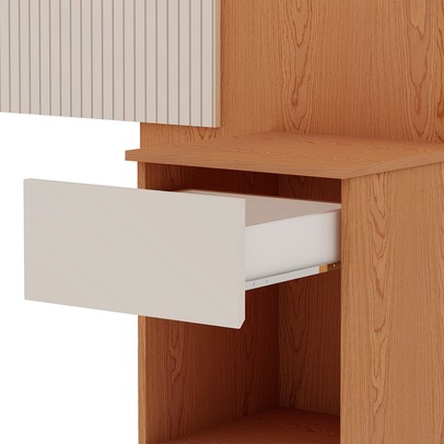 Cabeceira King Extensível Roma 2 Gavetas Cinamomo/Off White - Genialflex