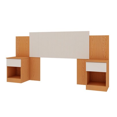 Cabeceira King Extensível Roma 2 Gavetas Cinamomo/Off White - Genialflex