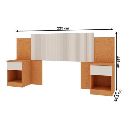Cabeceira King Extensível Roma 2 Gavetas Cinamomo/Off White - Genialflex