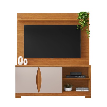 Estante para TV Até 56 Polegadas União Candian 2 Portas Cinamomo/Off White - Jcm Móveis