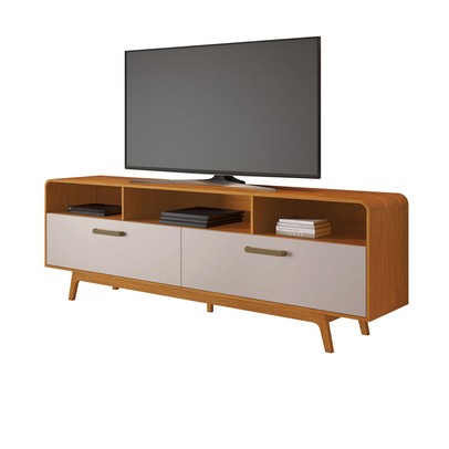 Rack para TV Até 70 Polegadas Cristal Candian 2 Portas Cinamomo/Off White - Jcm Móveis