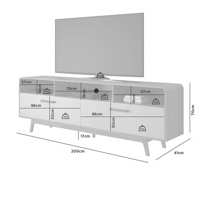 Rack para TV Até 70 Polegadas Cristal Candian 2 Portas Cinamomo/Off White - Jcm Móveis
