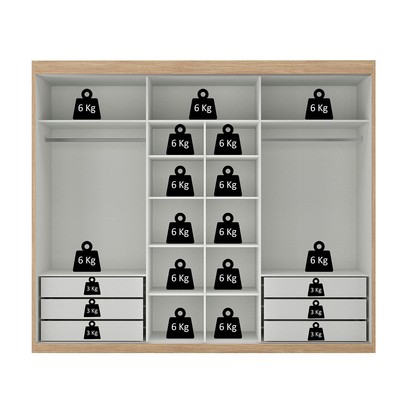 Guarda-Roupa Casal Senna 3 Portas 6 Gavetas Capuccino/Terracota  - Maxel