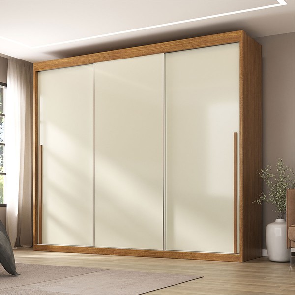 Guarda-Roupa Casal Senna 3 Portas 6 Gavetas Cinamomo/Off White - Maxel