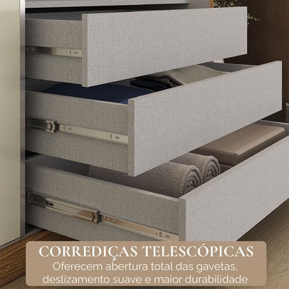 Guarda-Roupa Casal Senna 3 Portas 6 Gavetas Cinamomo/Off White - Maxel