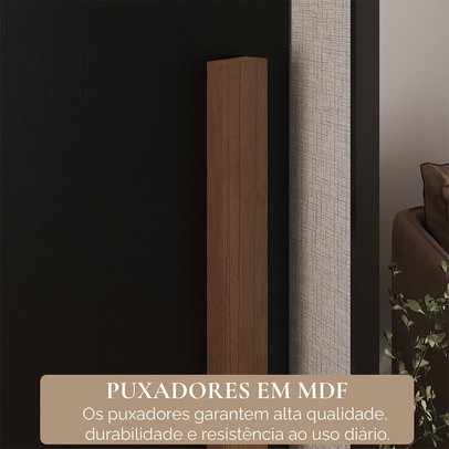 Guarda-Roupa Casal Senna 3 Portas 6 Gavetas Preto - Maxel