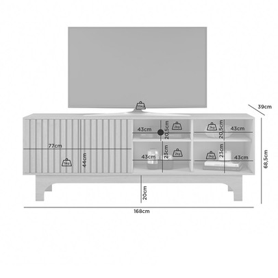 Rack para TV Até 70 Polegadas Sereno Candian 1 Porta Cinamomo/Off White - Jcm Móveis