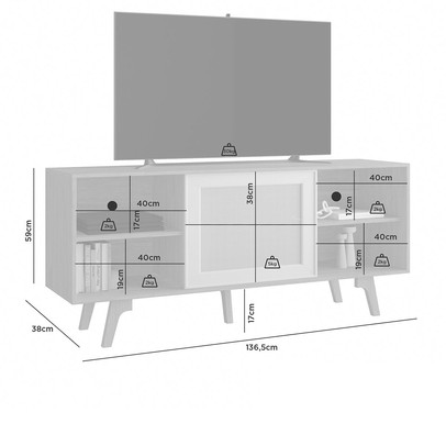 Rack para TV Até 56 Polegadas Garra Candian 1 Porta Cinamomo/Off White - Jcm Móveis
