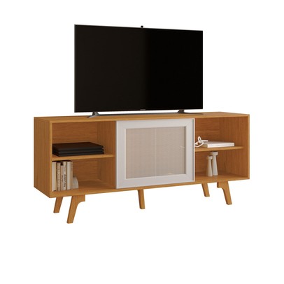 Rack para TV Até 56 Polegadas Garra Candian 1 Porta Cinamomo/Off White - Jcm Móveis