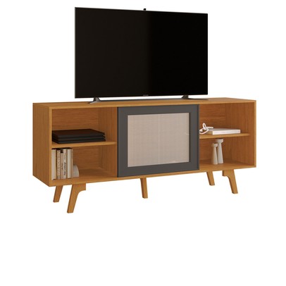 Rack para TV Até 56 Polegadas Garra Candian 1 Porta Cinamomo/Grafite - Jcm Móveis