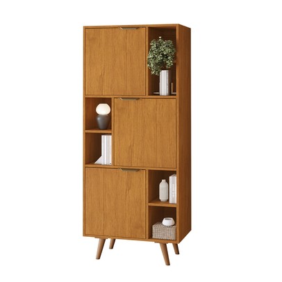 Estante para Livros Office Aliança Candian 3 Portas Cinamomo - Jcm Móveis