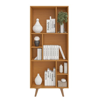 Estante para Livros Office Aliança Candian 3 Portas Cinamomo/Off White - Jcm Móveis