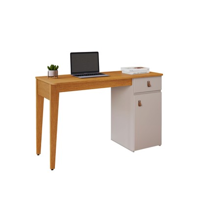 Mesa Escrivaninha Helo Candian 1 Porta 1 Gaveta Cinamomo/Off White - Jcm Móveis