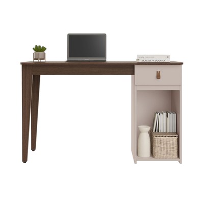 Mesa Escrivaninha Helo Candian 1 Porta 1 Gaveta Café/Off White - Jcm Móveis