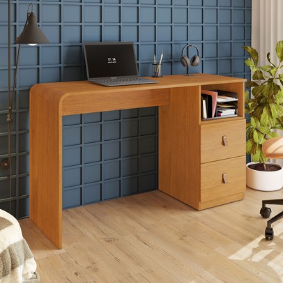 Mesa Escrivaninha  Alice Candian 2 Gavetas Cinamomo - Jcm Móveis