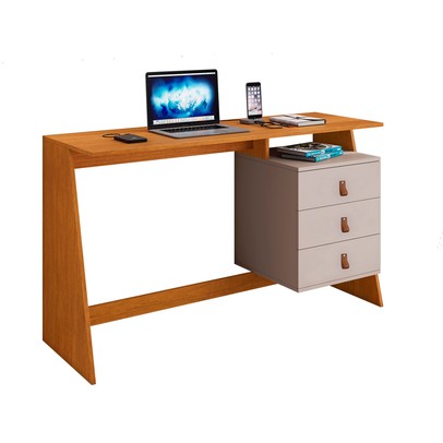 Mesa Escrivaninha Gaby Candian 3 Gavetas Cinamomo/Off White - Jcm Móveis