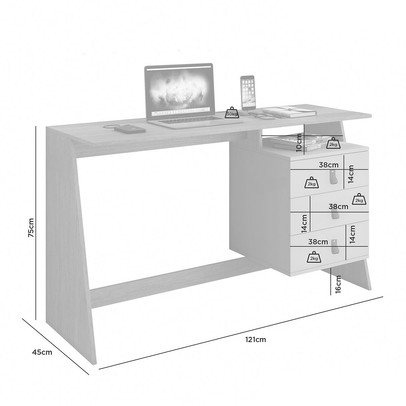 Mesa Escrivaninha Gaby Candian 3 Gavetas Café/Off White - Jcm Móveis