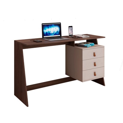 Mesa Escrivaninha Gaby Candian 3 Gavetas Café/Off White - Jcm Móveis