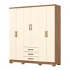 Guarda-Roupa Casal Caju 6 Portas 3 Gavetas Nature/Off White - Henn