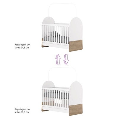 Berço Magia 3 em 1 Branco/Jequitibá Hp - Henn