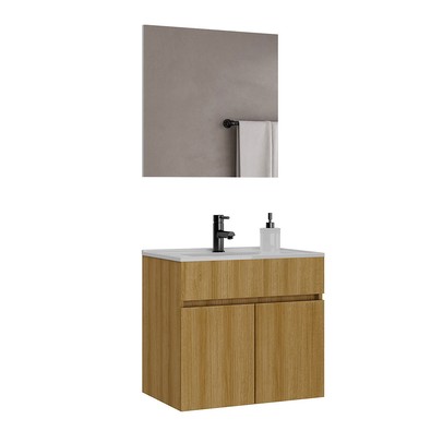 Armário de Banheiro Meca 2 Portas com Cuba Lamina Mel - Ozini Móveis