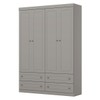 Guarda-Roupa Solteiro Americano 4 Portas 4 Gavetas Cinza - Henn