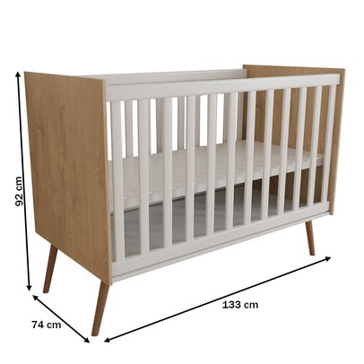 Berço Mini Cama Delicadeza Freijó/Branco - Panorama Móveis