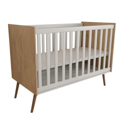 Berço Mini Cama Delicadeza Freijó/Branco - Panorama Móveis