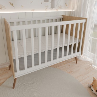 Berço Mini Cama Delicadeza Freijó/Branco - Panorama Móveis