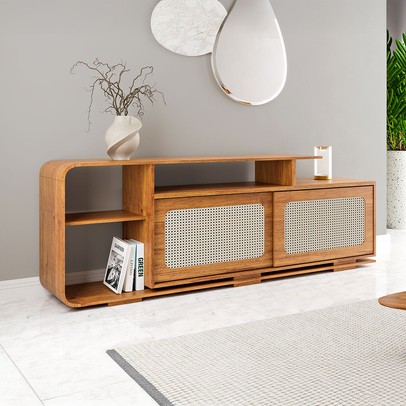 Rack para TV Até 75 Polegadas Dubai 2 Portas Mel - Viero Móveis