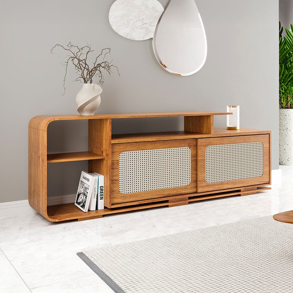 Rack para TV Até 75 Polegadas Dubai 2 Portas Mel - Viero Móveis