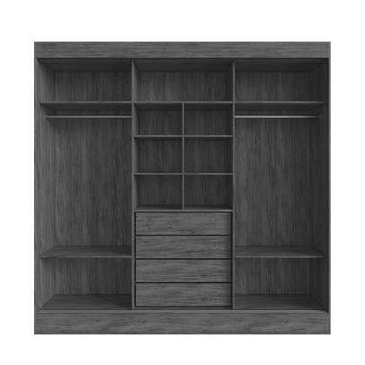 Guarda-Roupa Casal Michigan 3 Portas 4 Gavetas 100% Mdf com Espelho Castanho/Preto - Doripel Móveis